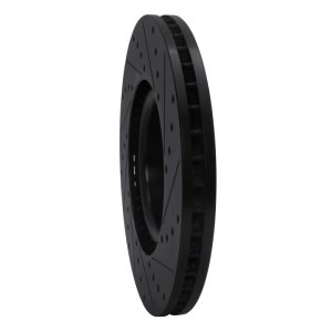 Audi S6 Brake Rotor (1) - Front Left - R1 Concepts - Drilled & Slotted - Black - `99-`04